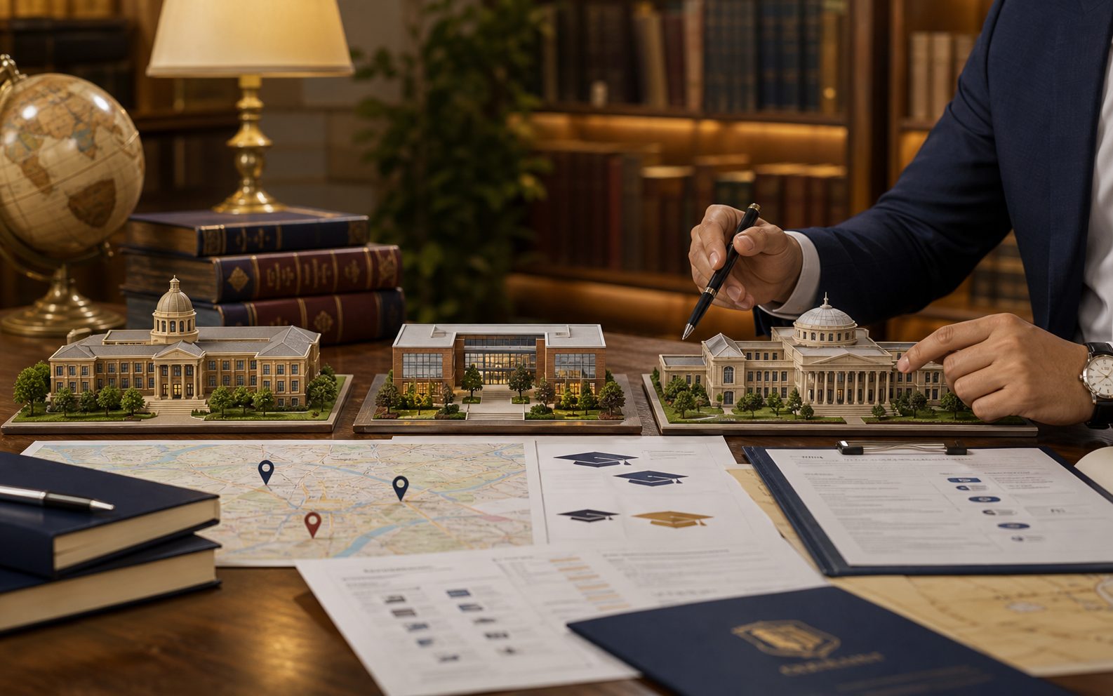 Advisor comparing government college pathways
