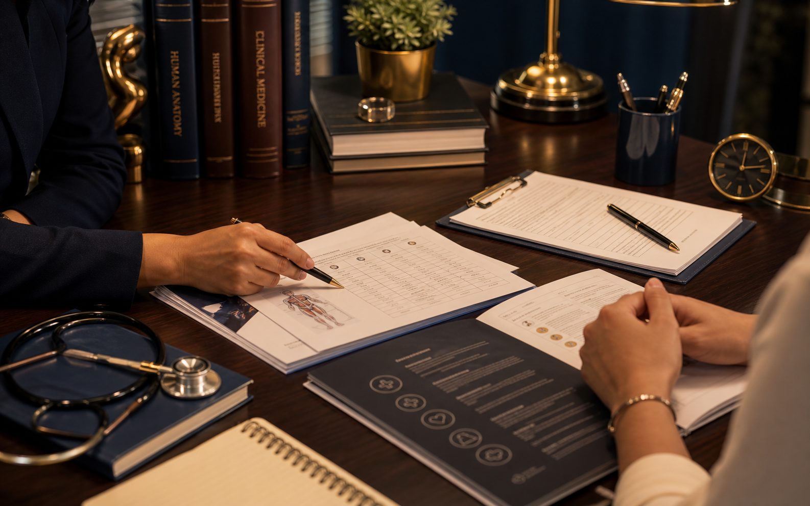 Medical admissions counselling documents and stethoscope